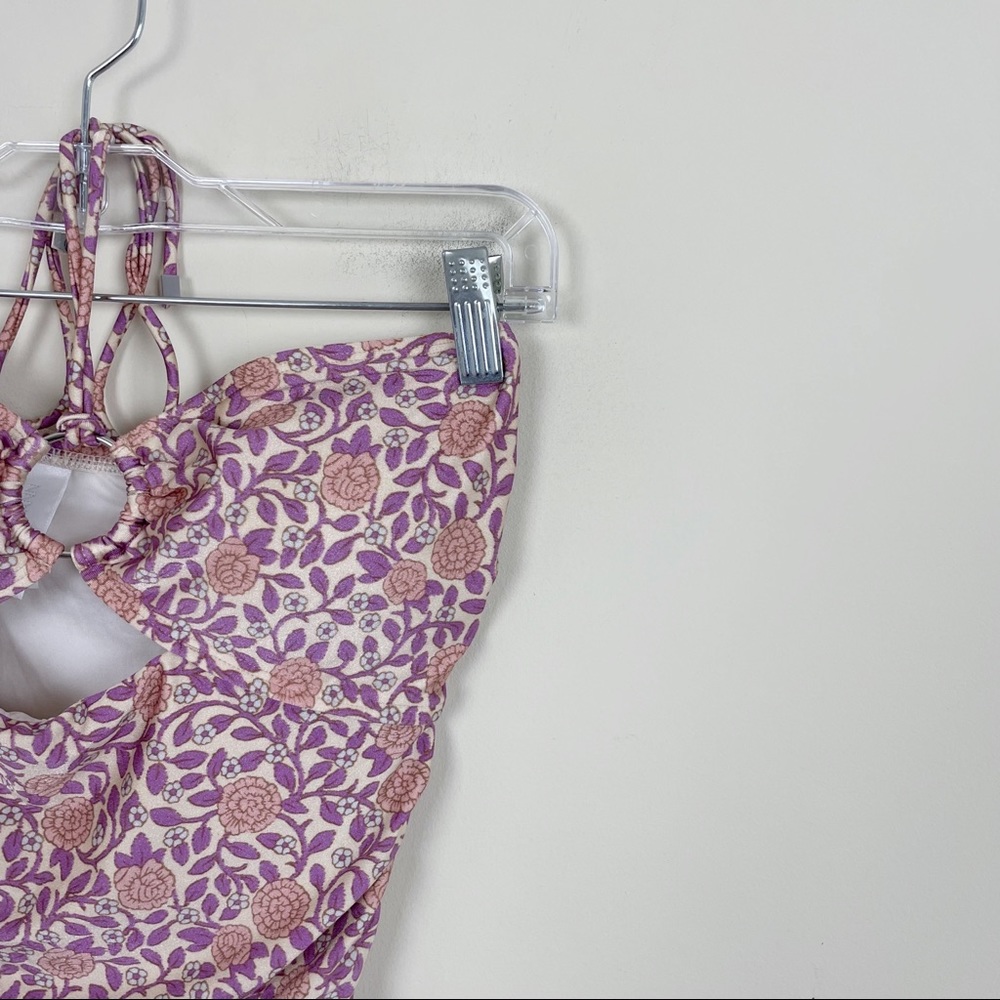Zimmerman Purple Floral Caravan Ring Halter Neck One Piece Swimsuit - Picture 4 of 12
